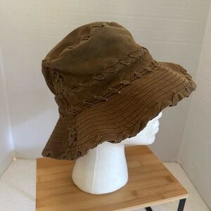 Vintage Goorin Bros 100% Leather Brown Bucket Hat Y2K Sunset Strip Hustler Store